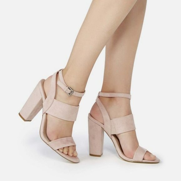 JustFab Perenna Heeled Sandal Pink Suede Chunky Heel size 9 - Picture 2 of 14